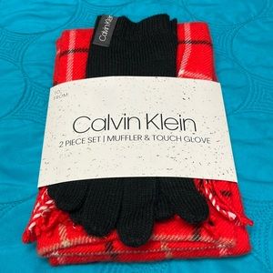 Calvin Klein two-piece muffler and touch glove set